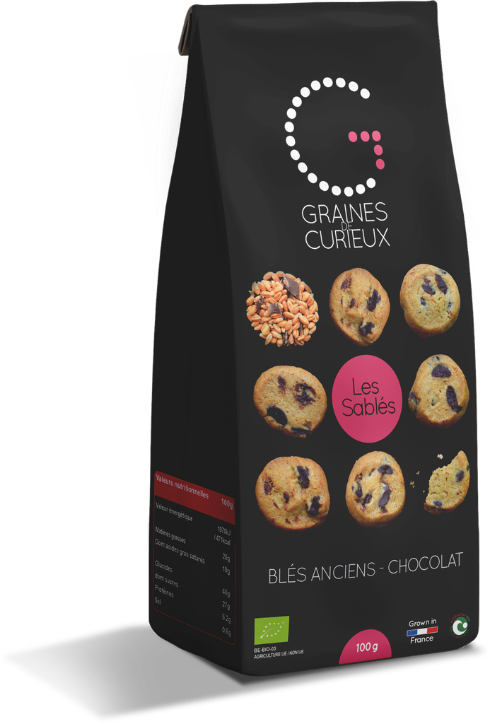 Oude tarwe zandkoekjes met chocolade 100g BIO