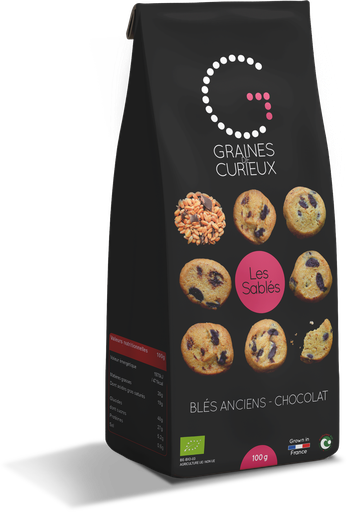 [GDCSABCHO100G] Old wheat shortbread with chocolate 100g BIO